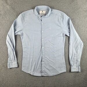 Father Sons Button Up Shirt Mens XL (M) Blue Long Sleeve Stretch Slim Fit